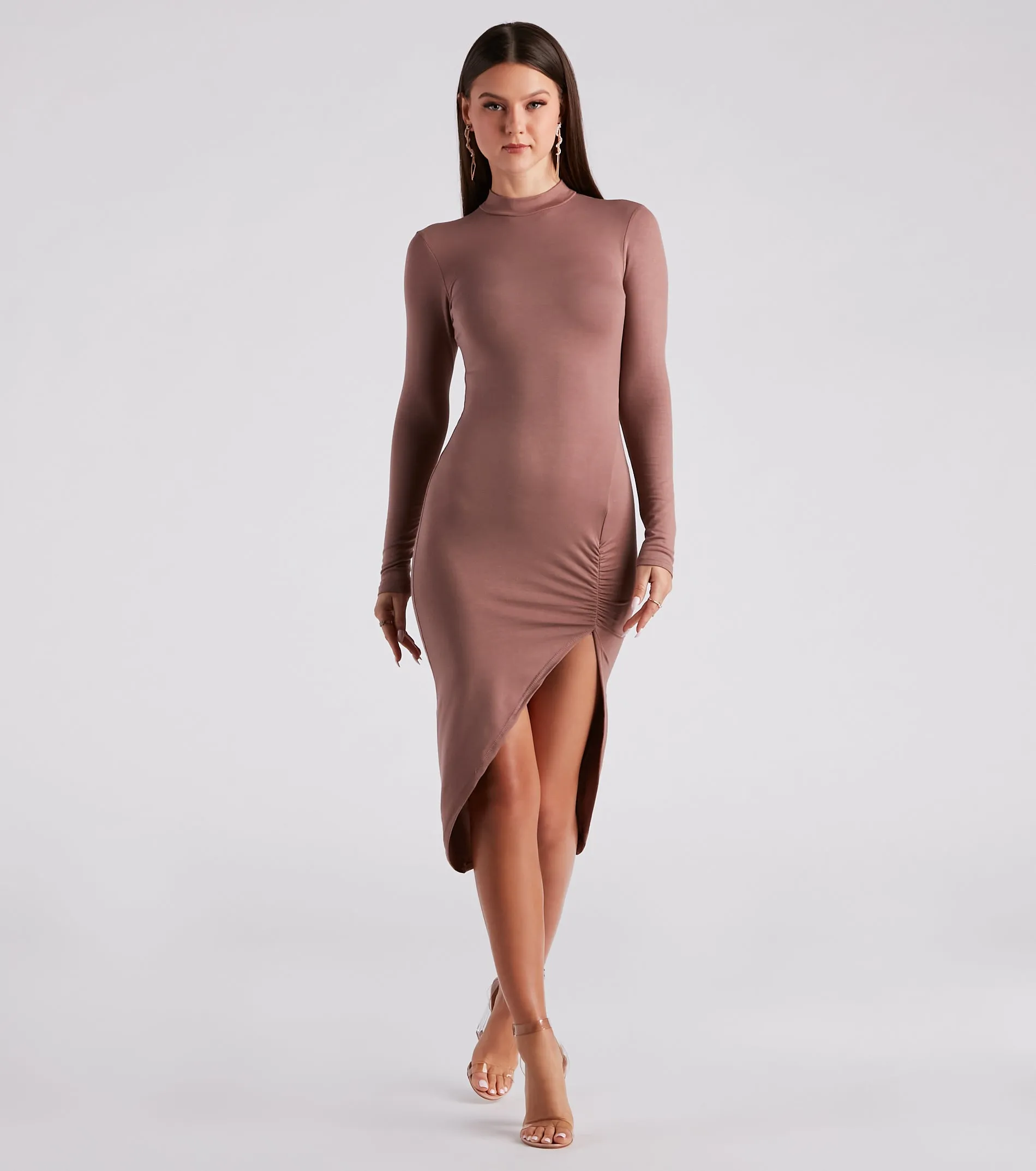 A Casual Slay Ruched Midi Dress