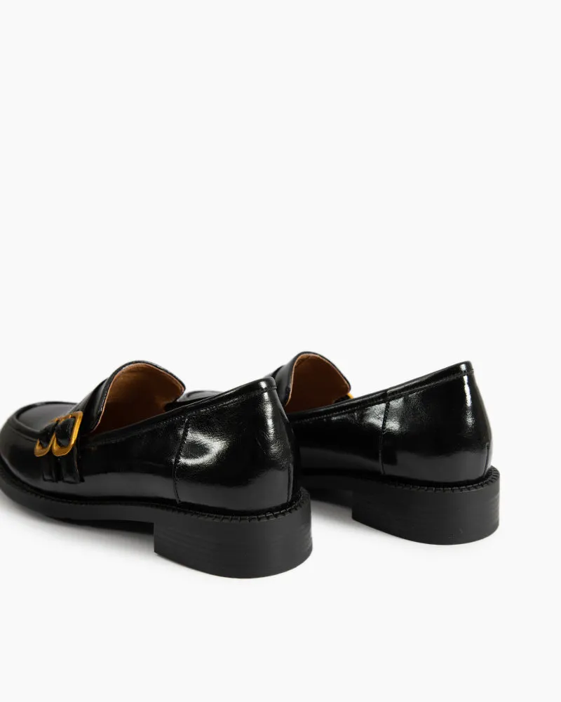 Adjustable Strap Soft Leather Falt Loafers