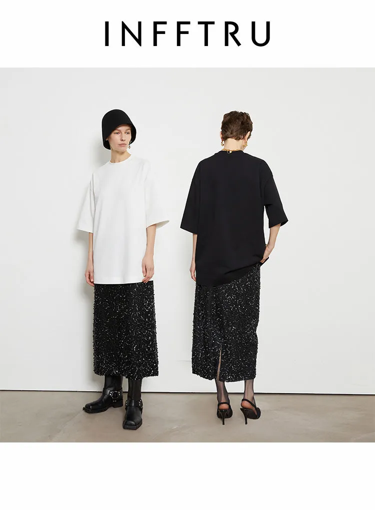 Apricot Black Matte Sequin Skirt