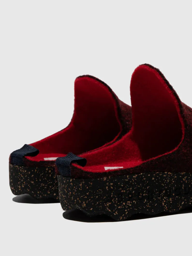 AsPortuguesas Women's Come L Slip-On Casual Mules Double Felt Merlot Red