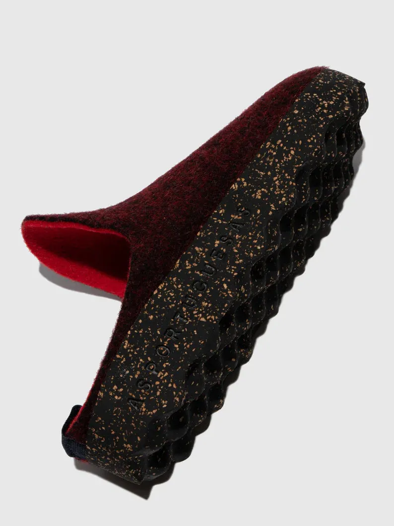 AsPortuguesas Women's Come L Slip-On Casual Mules Double Felt Merlot Red