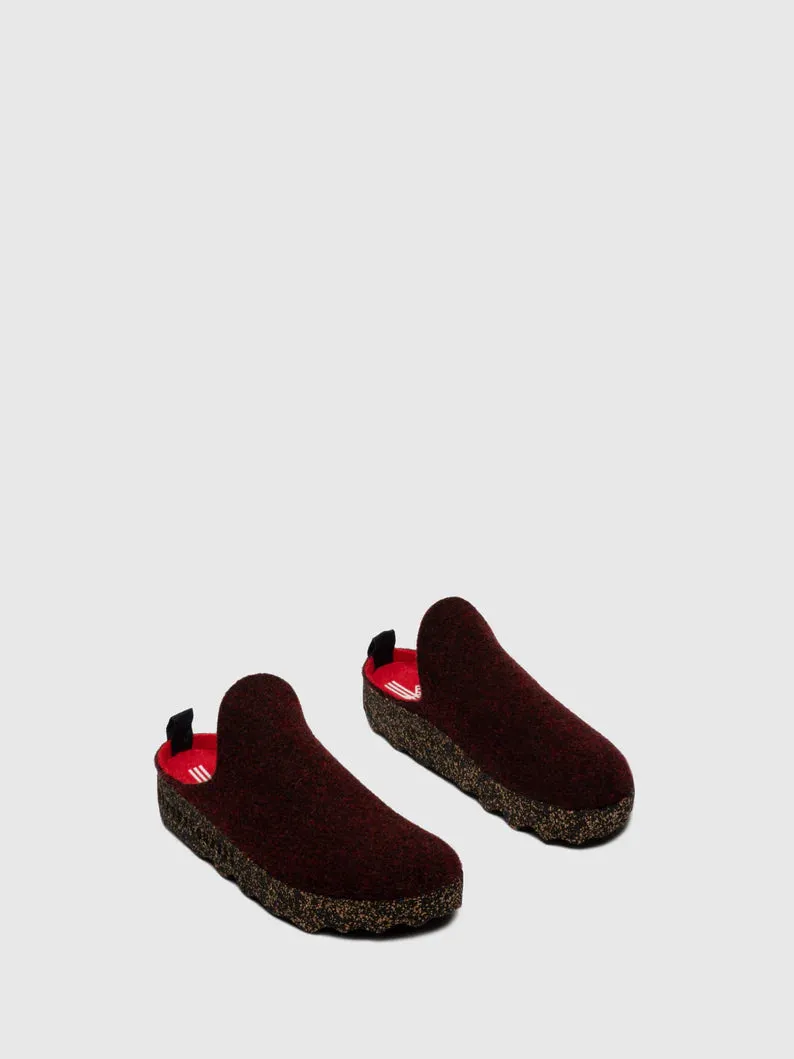 AsPortuguesas Women's Come L Slip-On Casual Mules Double Felt Merlot Red