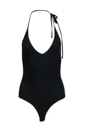 ATM - Black Ribbed Halter Bodysuit Sz S