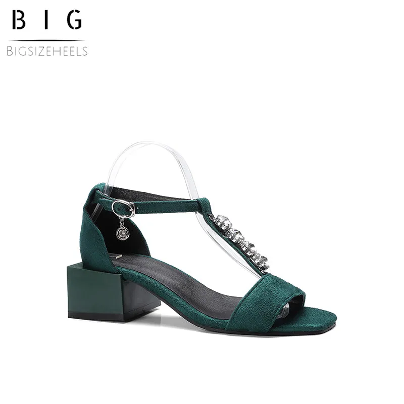 Bigsizeheels Stylish Buckle Open Toe Heel Covering Casual Sandals - Green