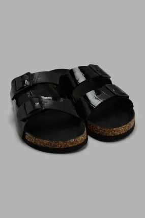 Black Croc Comfort Mule