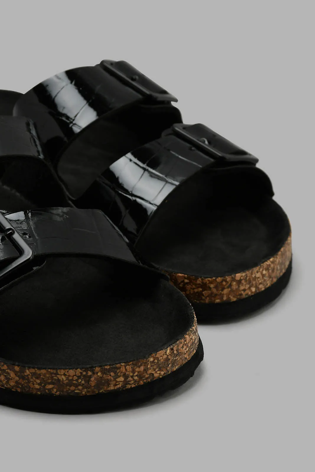Black Croc Comfort Mule