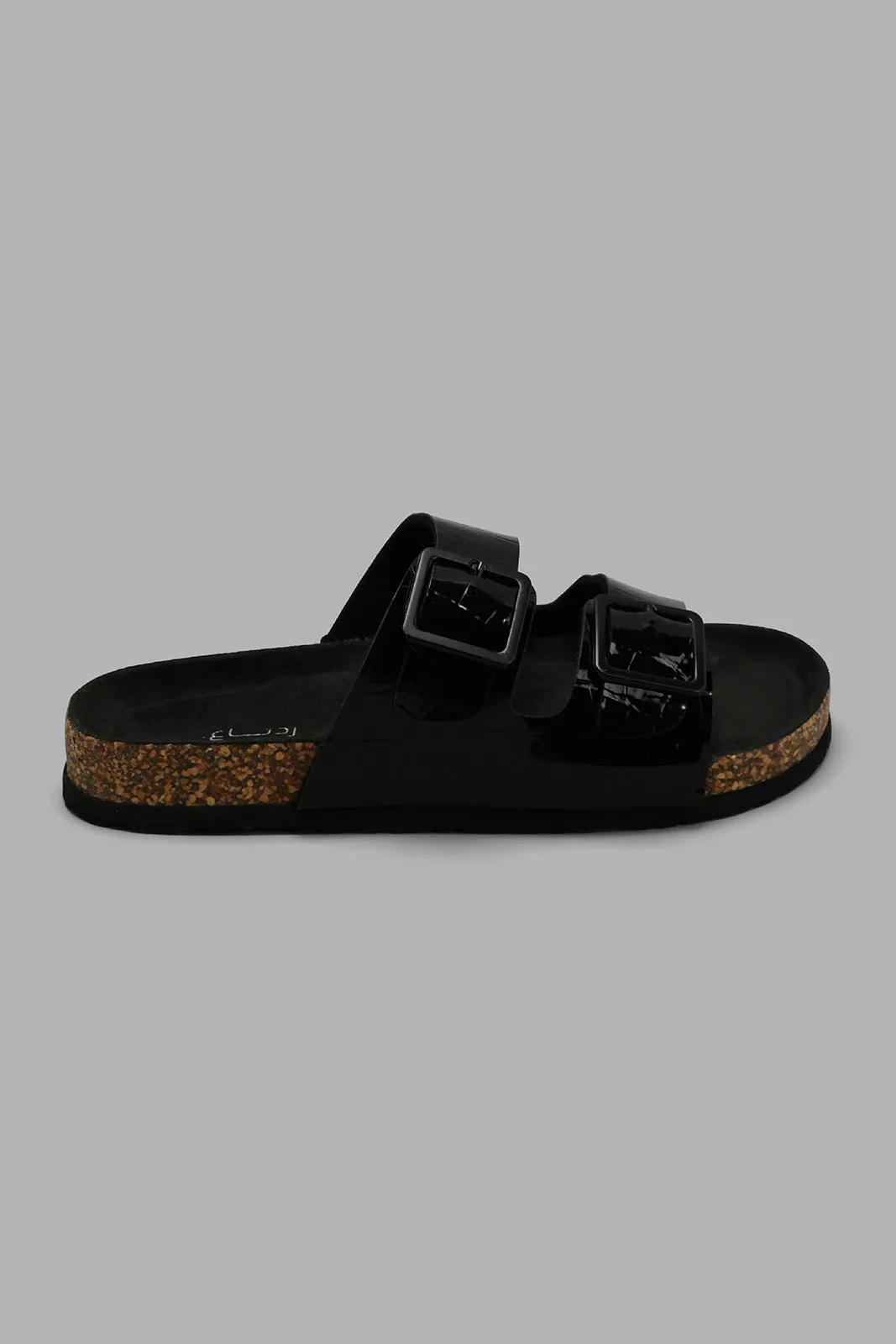 Black Croc Comfort Mule