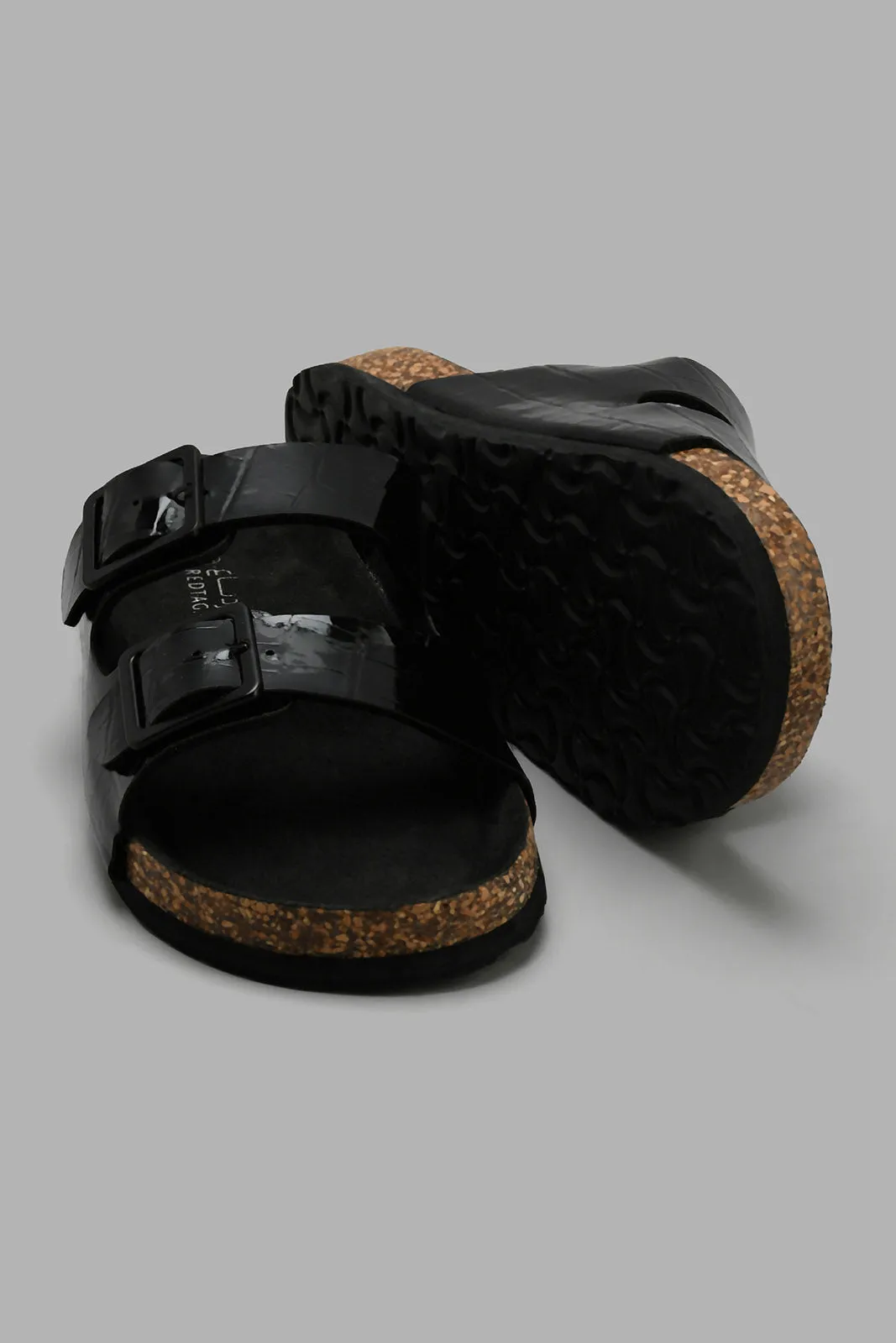 Black Croc Comfort Mule