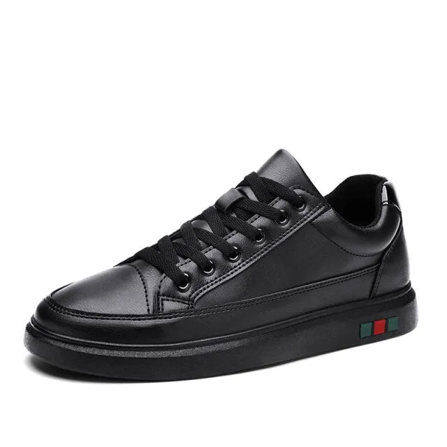 Black PU Leather Casual Comfortable Shoes