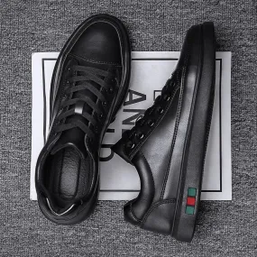 Black PU Leather Casual Comfortable Shoes