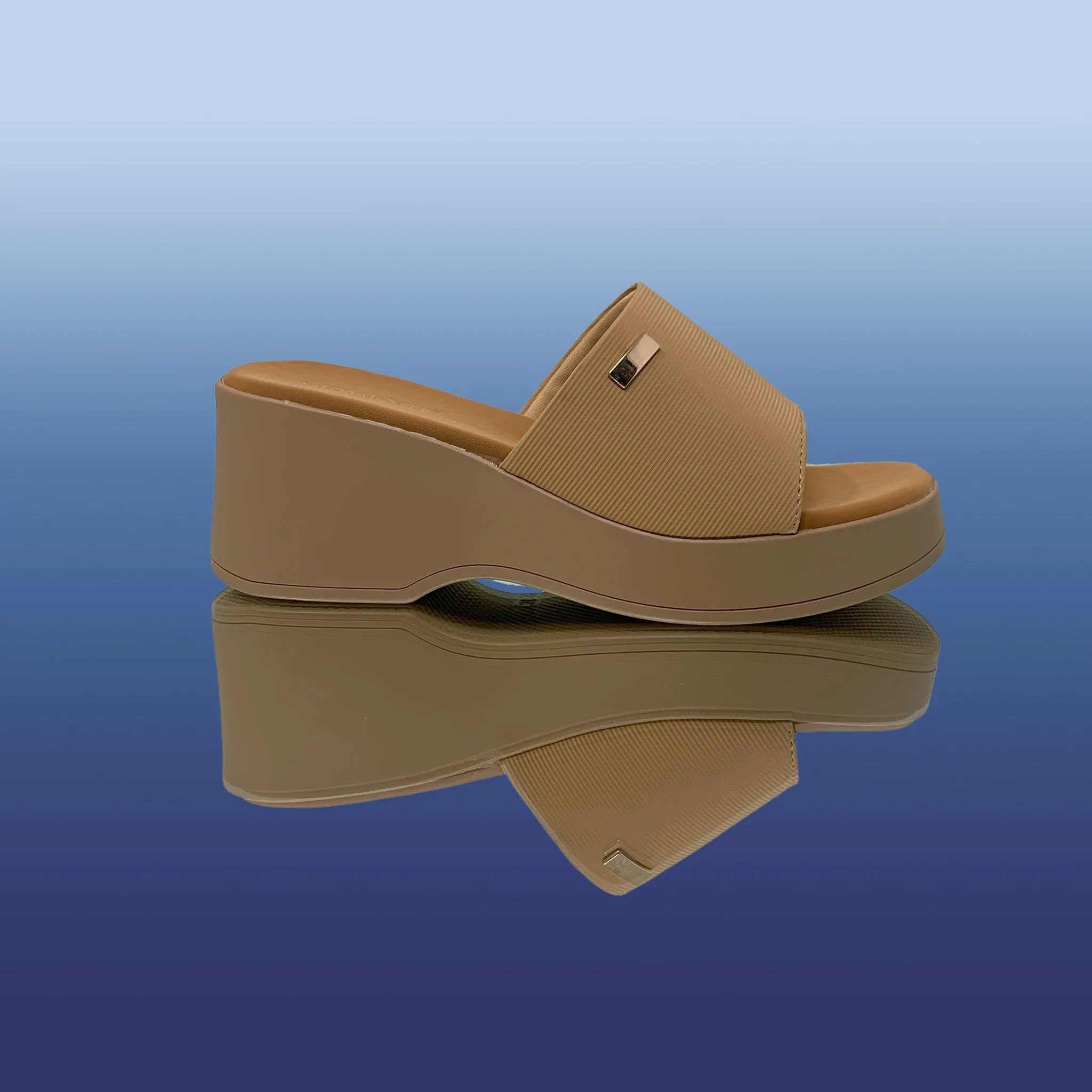 Blossom Tan Wedge Mules