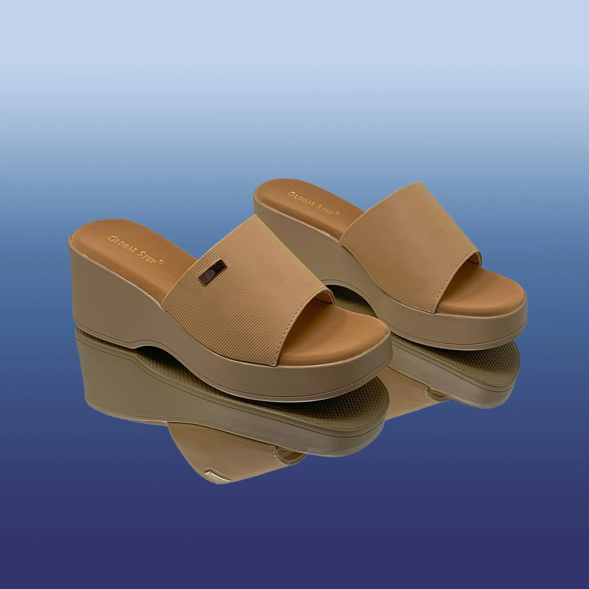 Blossom Tan Wedge Mules