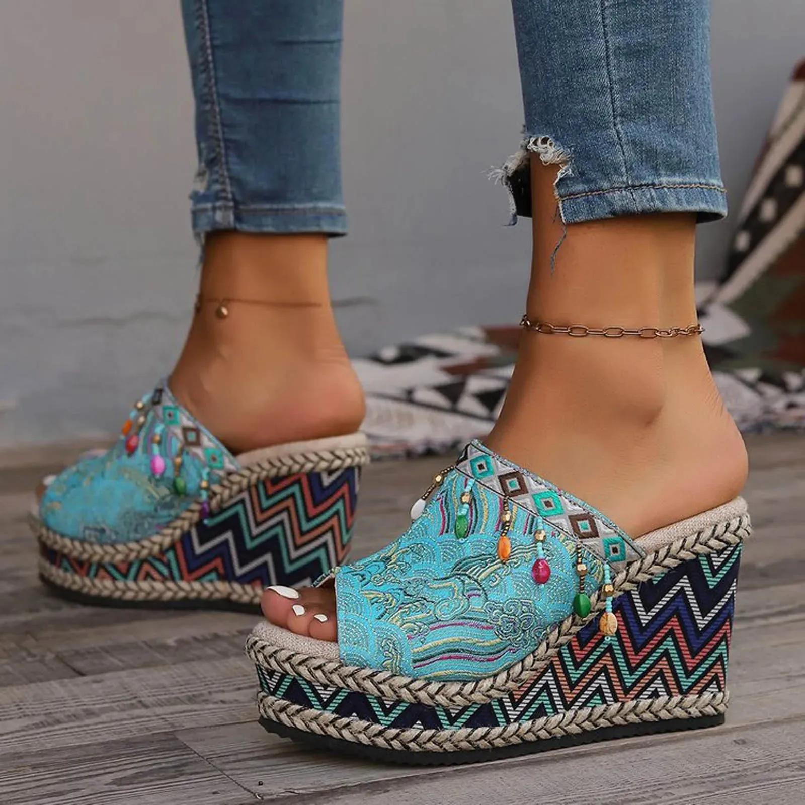 Boho Tibetan Style Wedge Sandals