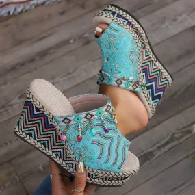 Boho Tibetan Style Wedge Sandals