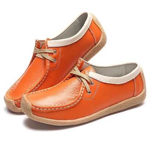 Breathable Walking Leather Flat Shoe