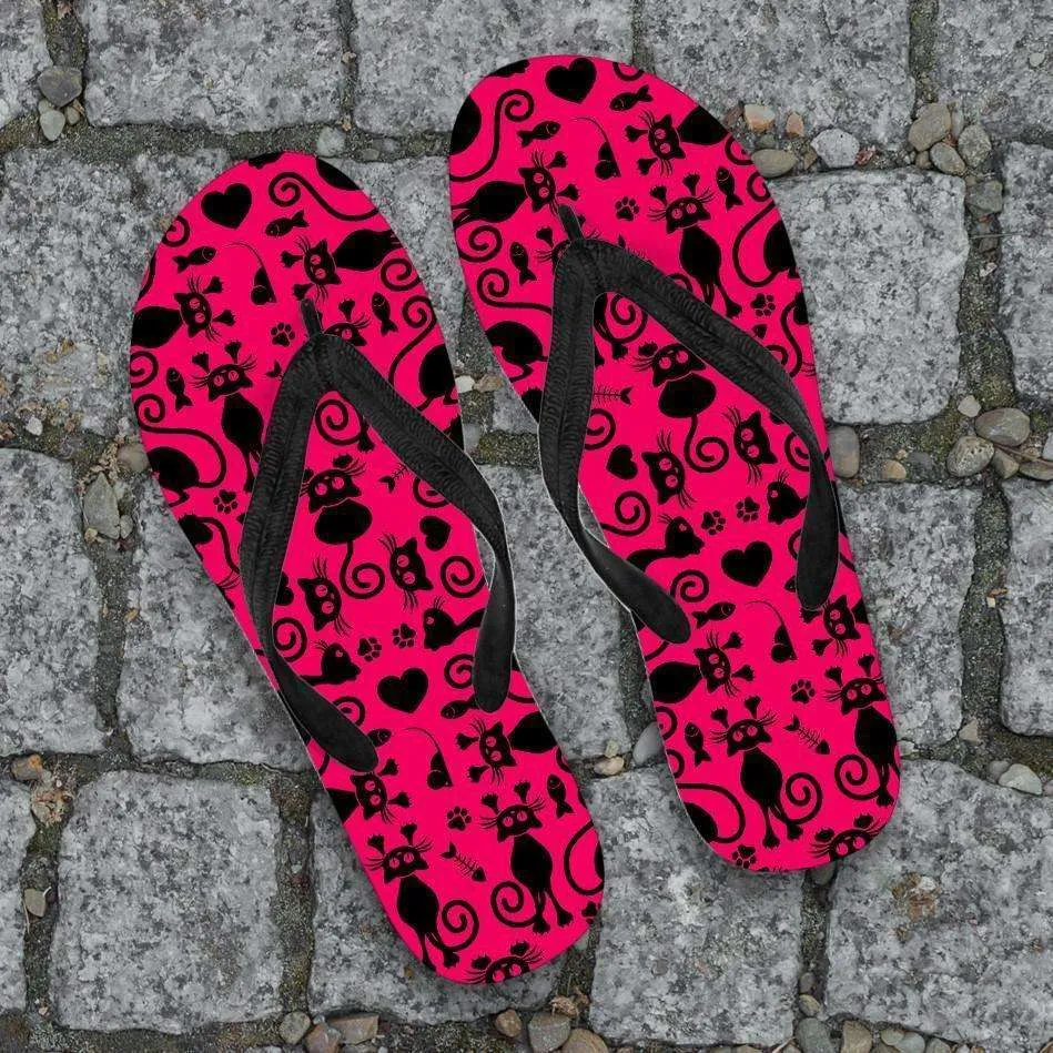 Cats Pink Flip-Flops