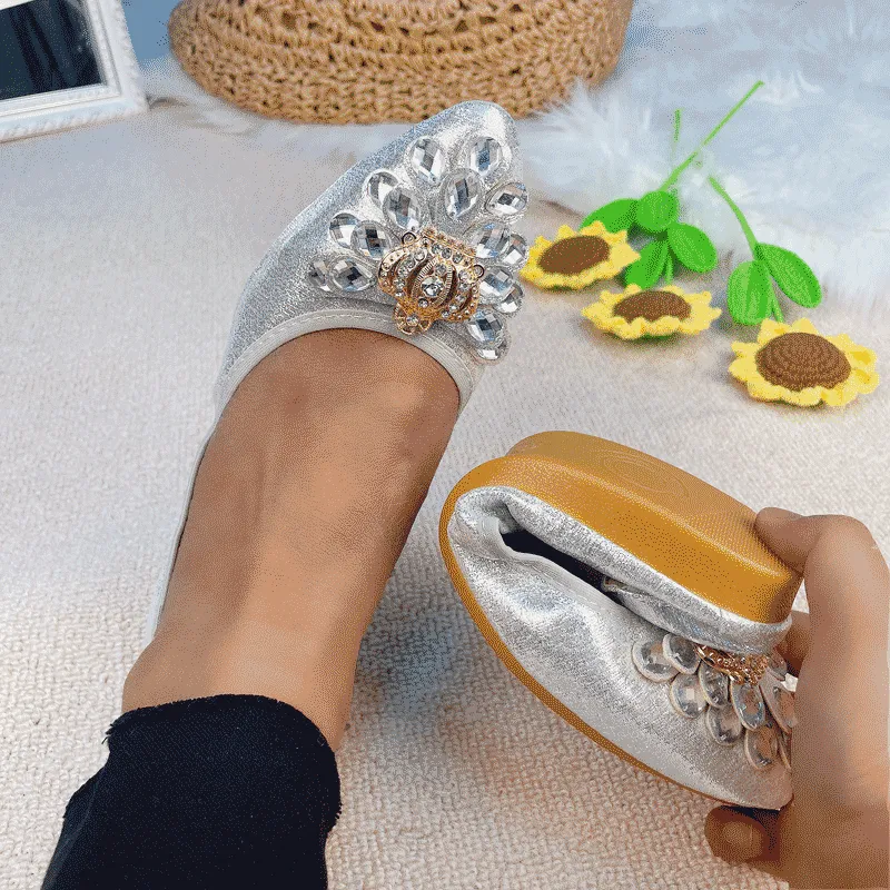 Cilool  Casual Comfort Dressy Flats For Wedding Bling Sparkly Bridal Shoes CF202