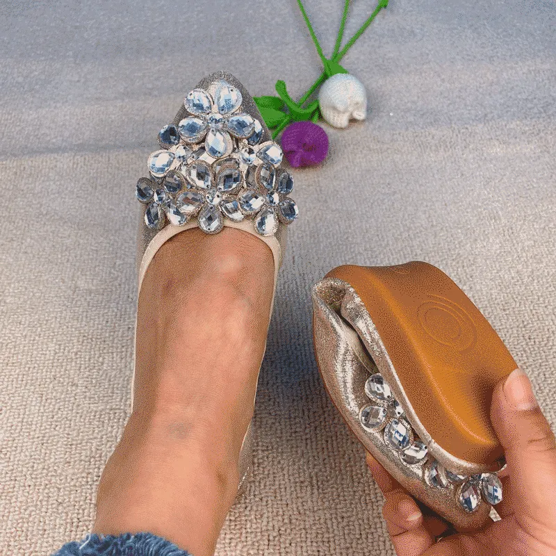 Cilool  Casual Comfort Dressy Flats For Wedding Bling Sparkly Bridal Shoes CF202