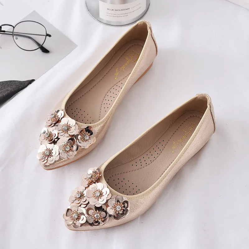 Cilool  Casual Comfort Dressy Flats For Wedding Bling Sparkly Bridal Shoes