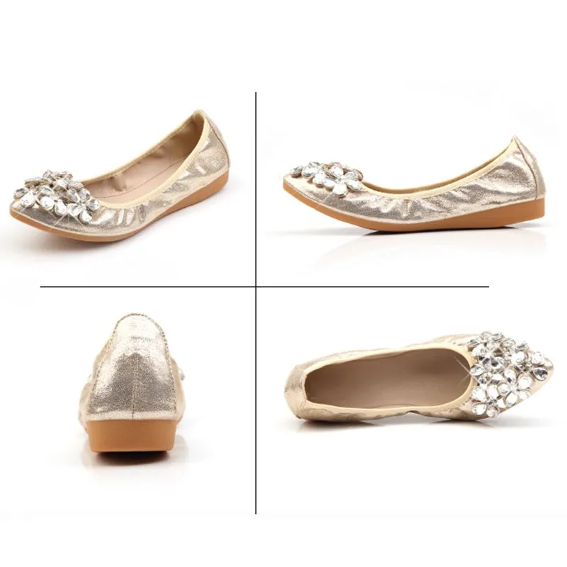 Cilool  Casual Comfort Dressy Flats For Wedding Bling Sparkly Bridal Shoes