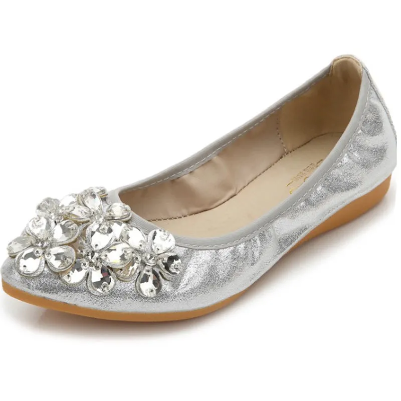 Cilool  Casual Comfort Dressy Flats For Wedding Bling Sparkly Bridal Shoes