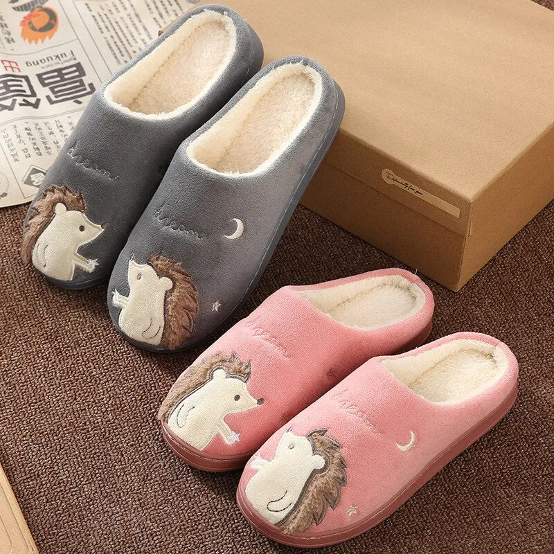 CM Dream Aplic Hedgehog Brown  Soft Winter Slippers 8145