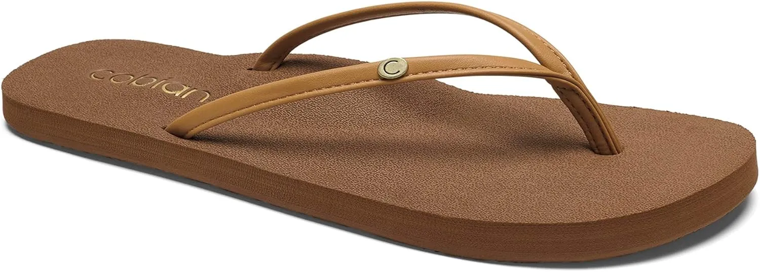 Cobian Nias Bounce Comfortable Beach Flip Flop Skinny Strap Sandals for Women, Tan, 10