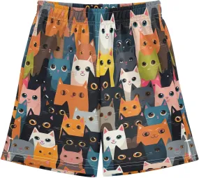 Colorful Cats Youth Boys Shorts Lounge Shorts Elastic Waist with Pockets Kids Clothes 7-15Y