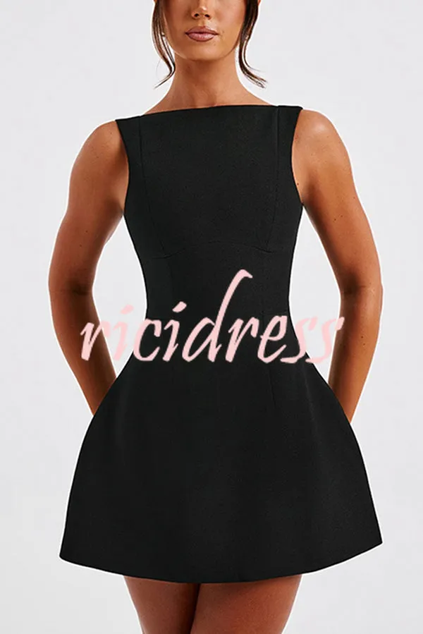 Cosmopolitan Chic High Neck Scoop Back Bubble-shaped Mini Dress