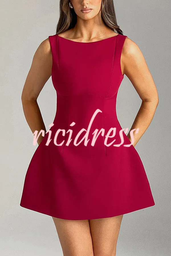 Cosmopolitan Chic High Neck Scoop Back Bubble-shaped Mini Dress