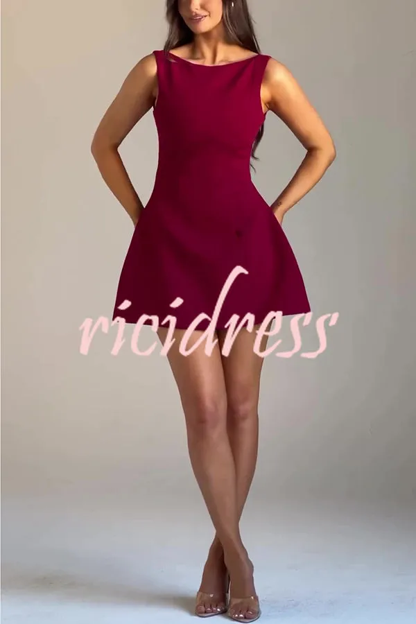 Cosmopolitan Chic High Neck Scoop Back Bubble-shaped Mini Dress