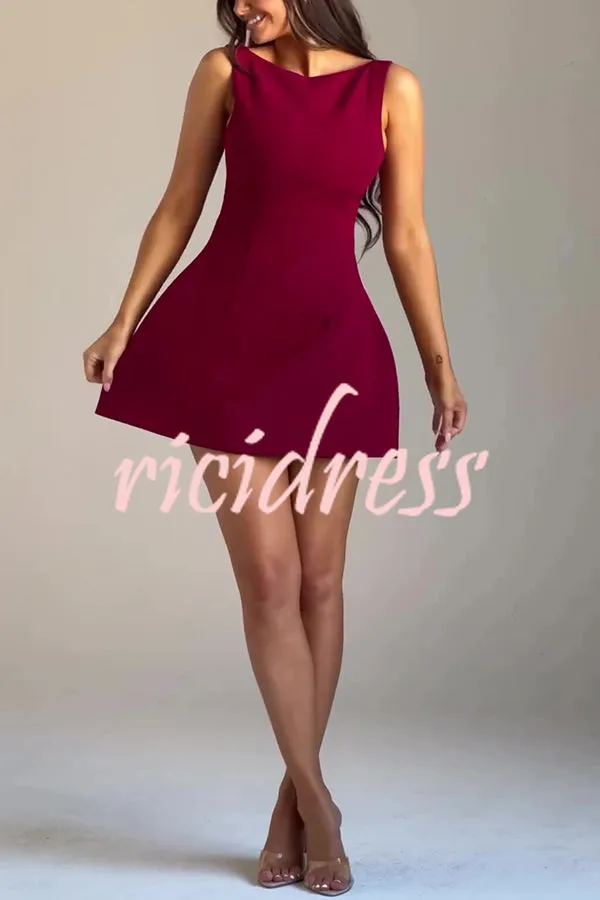 Cosmopolitan Chic High Neck Scoop Back Bubble-shaped Mini Dress