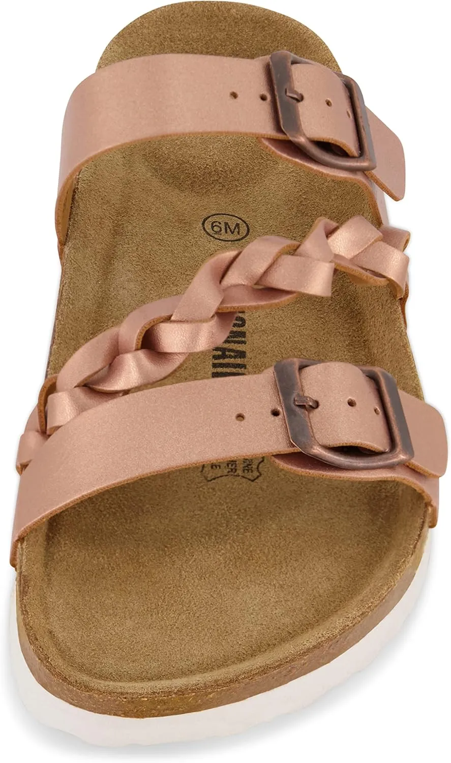 CUSHIONAIRE Women's Lizzy Cork Footbed Sandal - Comfortable, Adjustable Straps, Arch Support, Wide Widths Available, Boho Chic Summer Slides