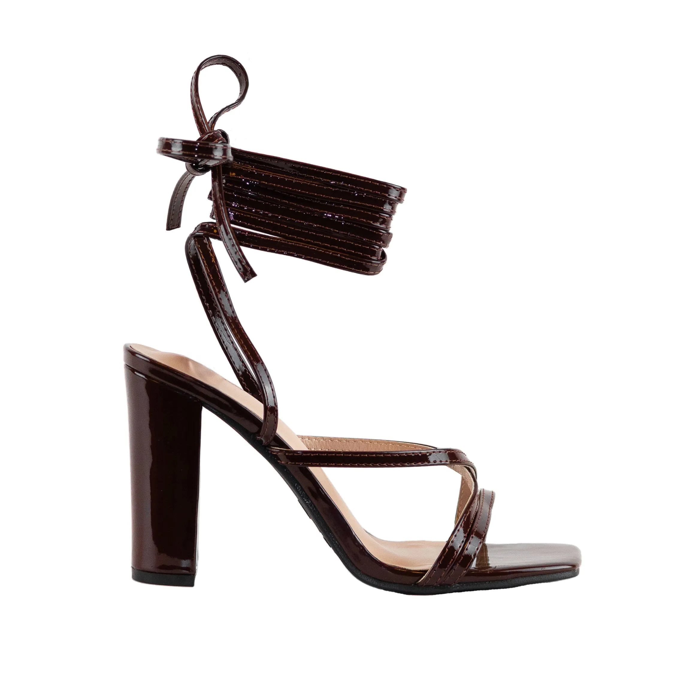Dakota - Square Toe Lace-Up High Heels, Single Sole Design, Elegant Party Footwear, Chic & Timeless for Evening Events