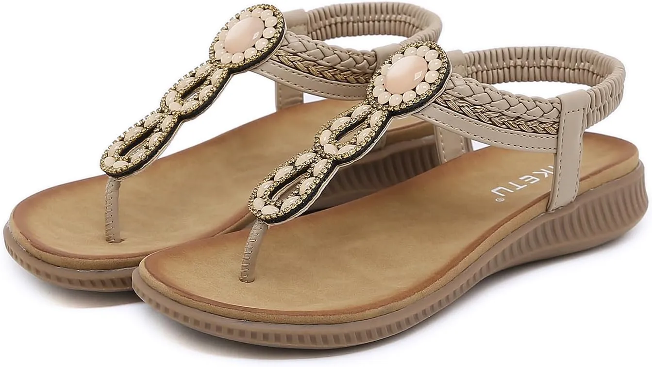 DKCHENH Comfort in Our Sandals Women Flat Shoes: Dressy Bohemian Flats, Shoes With Stylish Ankle Straps