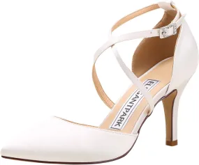 ELEGANTPARK Heels for Women Closed Toe Strappy Pointed High Heel Pumps Satin Pointy Wedding Evening Dress Shoes