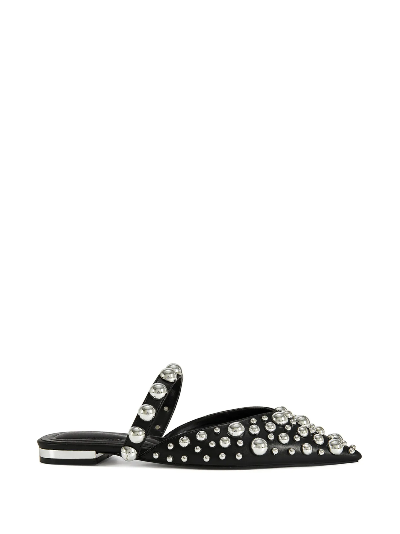 FANCETTE-BLACK STUDDED POINTED TOE FLAT