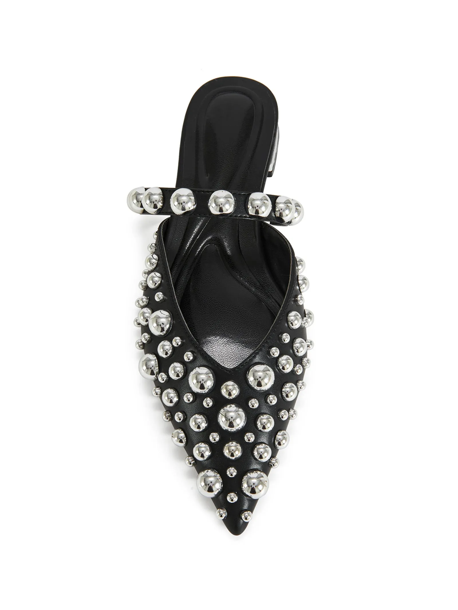 FANCETTE-BLACK STUDDED POINTED TOE FLAT