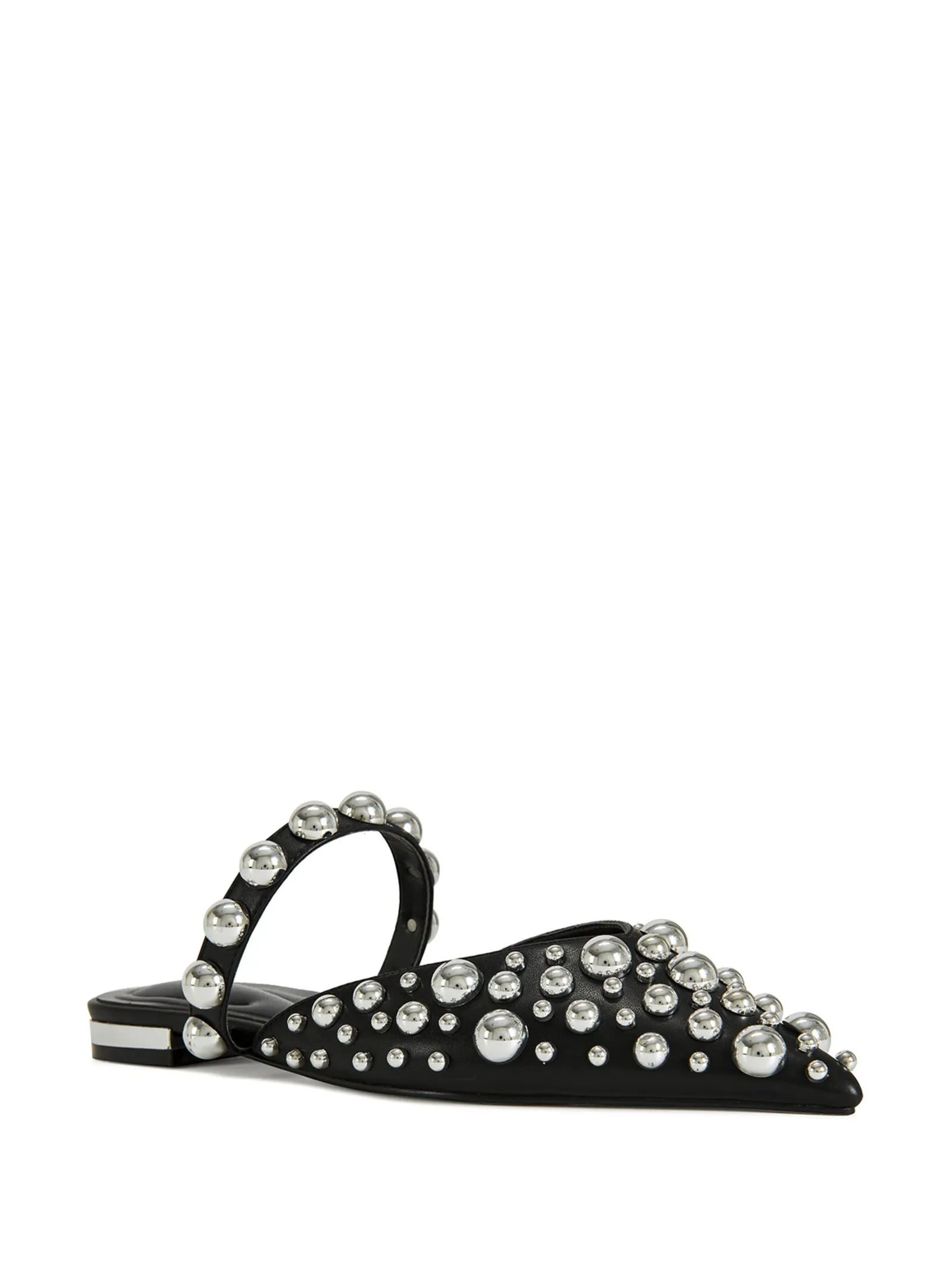 FANCETTE-BLACK STUDDED POINTED TOE FLAT