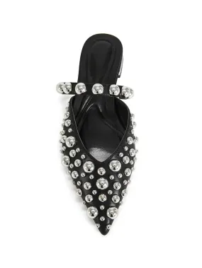 FANCETTE-BLACK STUDDED POINTED TOE FLAT