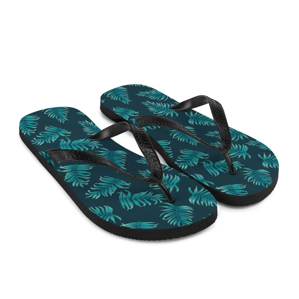 Flip-Flops - Palm Leaves in Blue Ombre