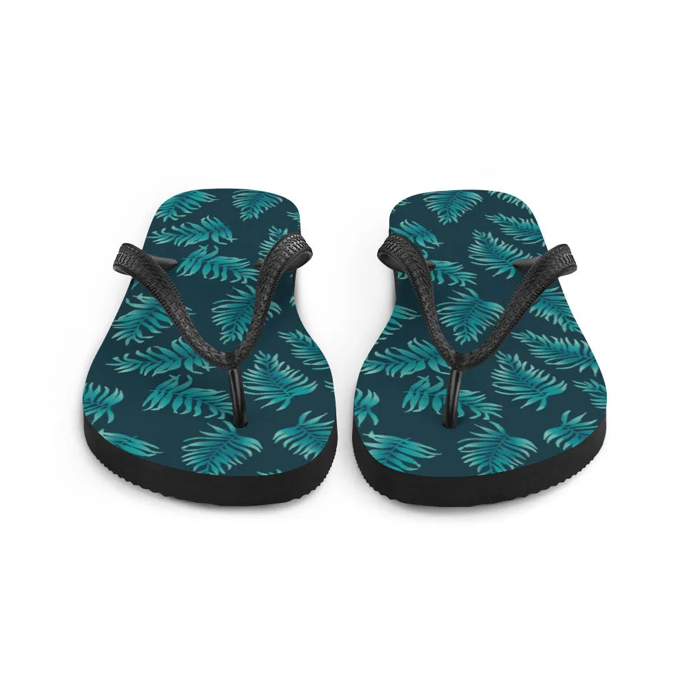 Flip-Flops - Palm Leaves in Blue Ombre