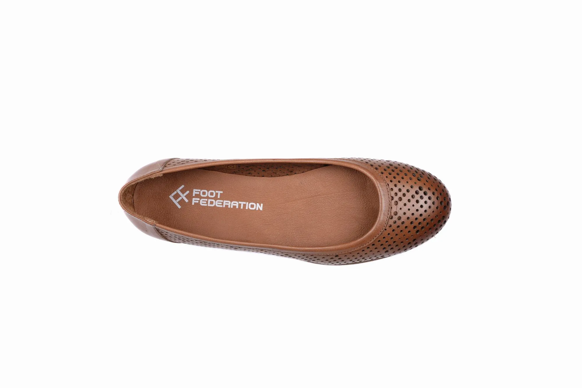 FOOT FEDERATION OPENWORK FLAT WOMEN'S SHOE TOBACCO