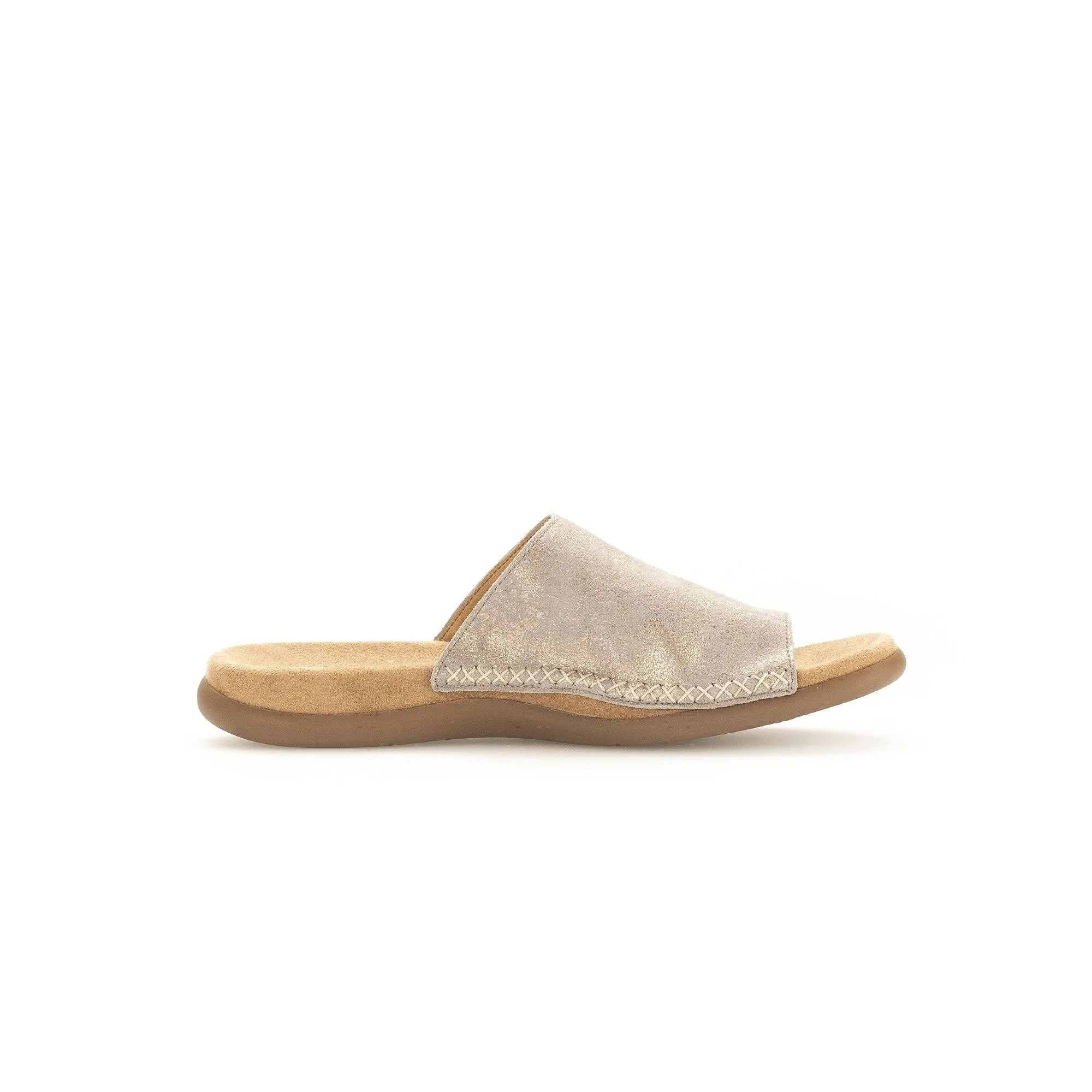 Gabor 43.700.62 Lanzarote Ladies Gold Crash Metallic Leather Slip On Sandals
