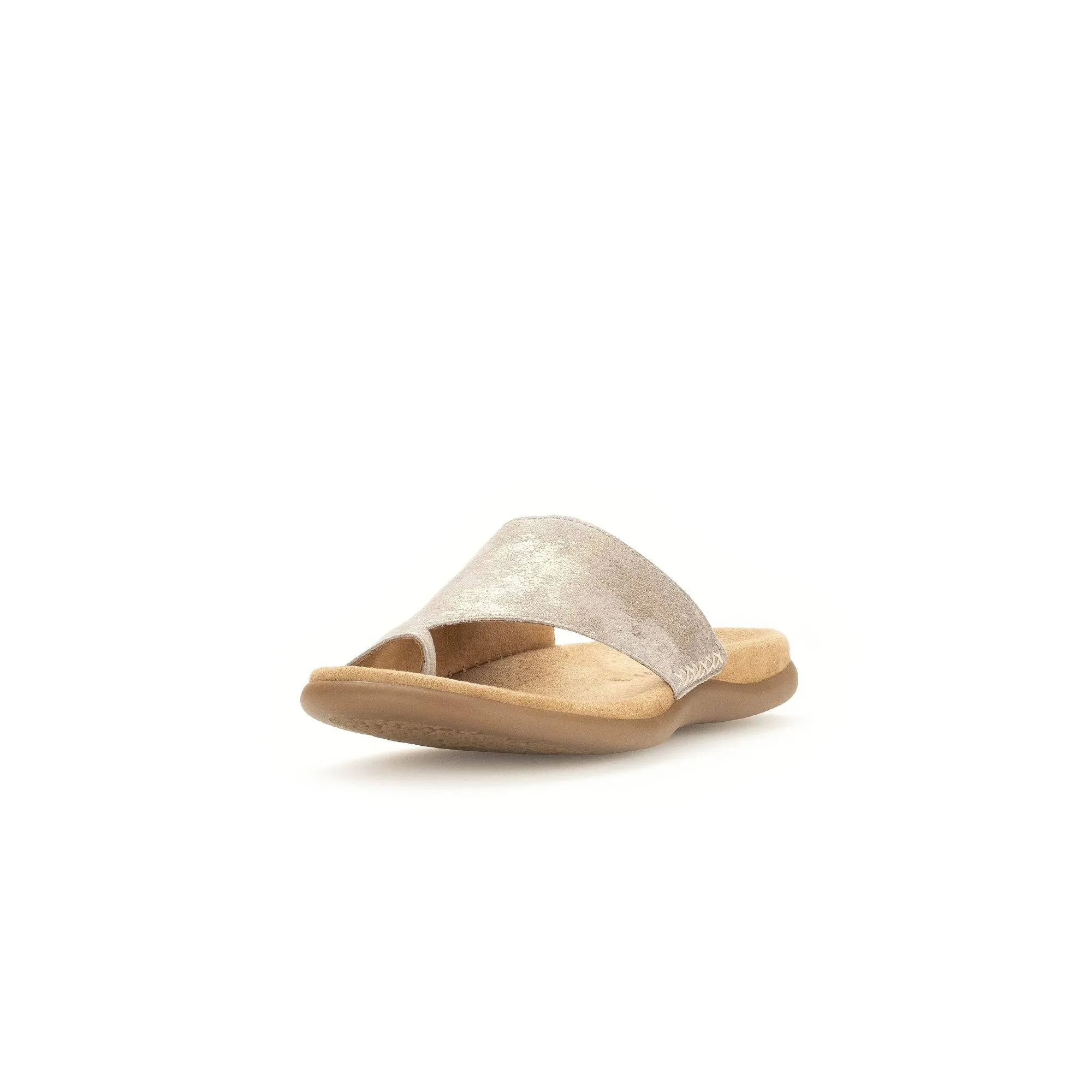 Gabor 43.700.62 Lanzarote Ladies Gold Crash Metallic Leather Slip On Sandals