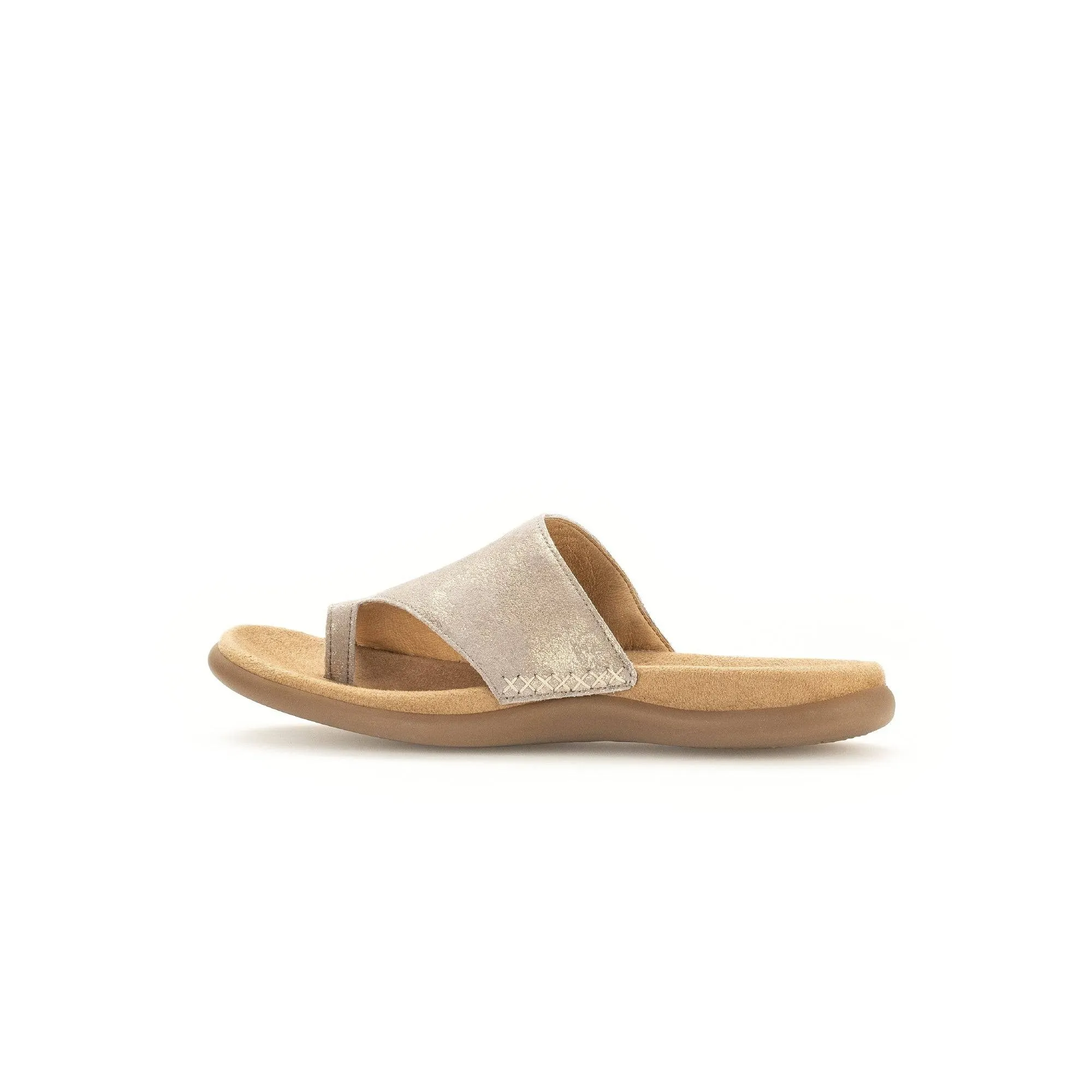Gabor 43.700.62 Lanzarote Ladies Gold Crash Metallic Leather Slip On Sandals