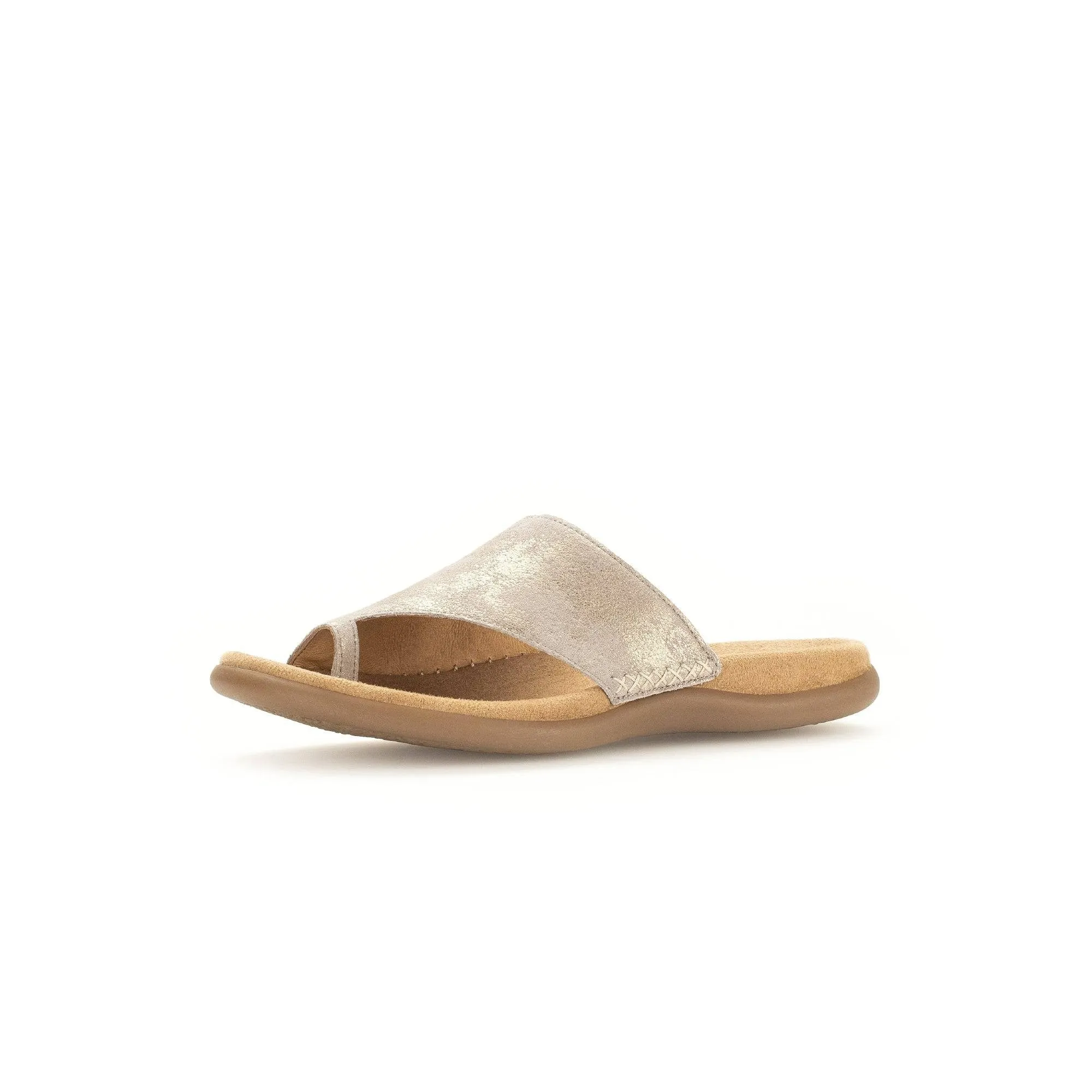 Gabor 43.700.62 Lanzarote Ladies Gold Crash Metallic Leather Slip On Sandals