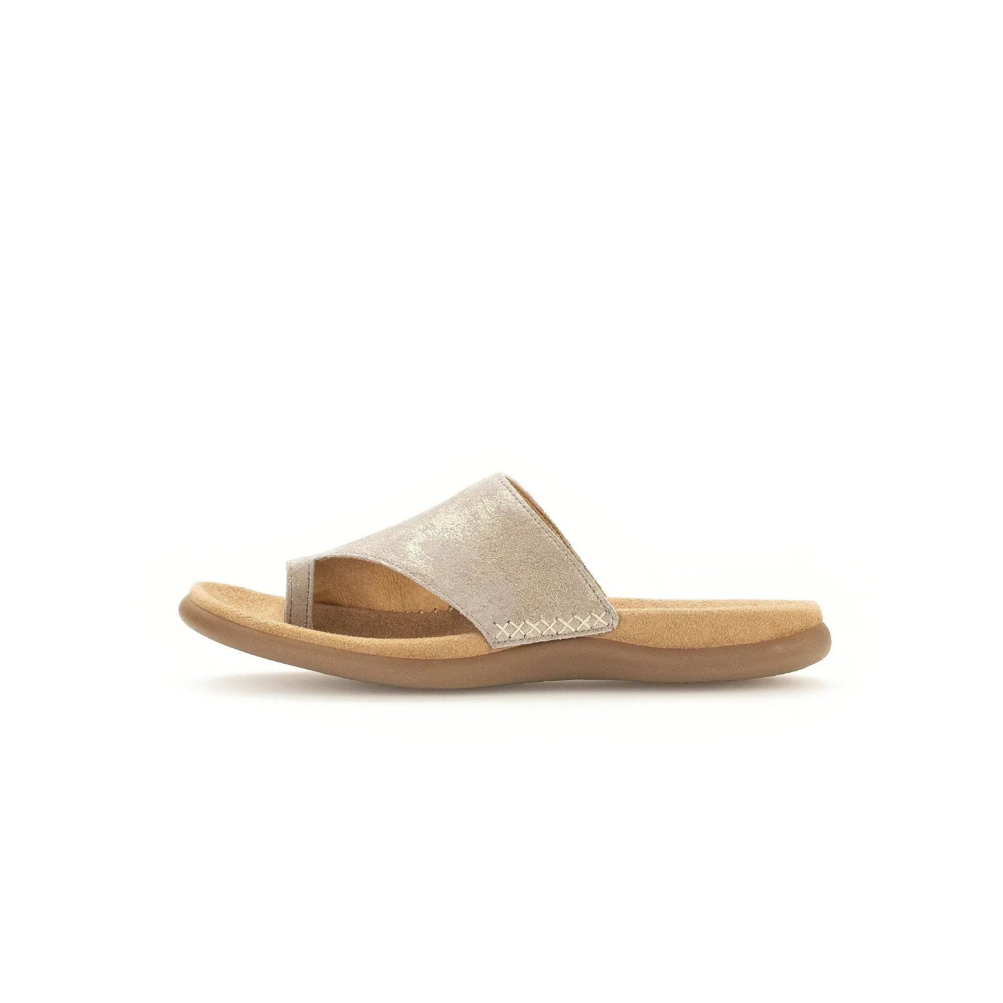 Gabor 43.700.62 Lanzarote Ladies Gold Crash Metallic Leather Slip On Sandals