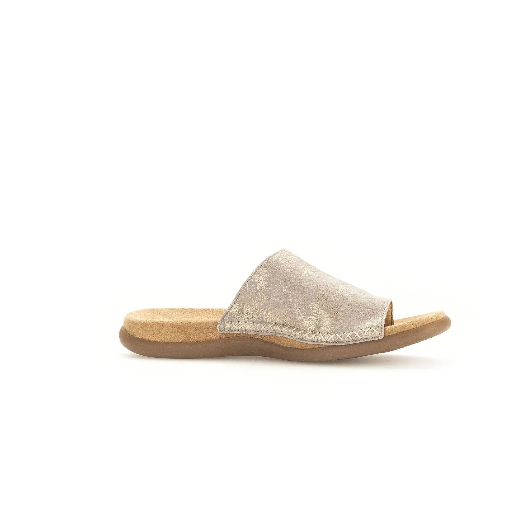 Gabor 43.700.62 Lanzarote Ladies Gold Crash Metallic Leather Slip On Sandals