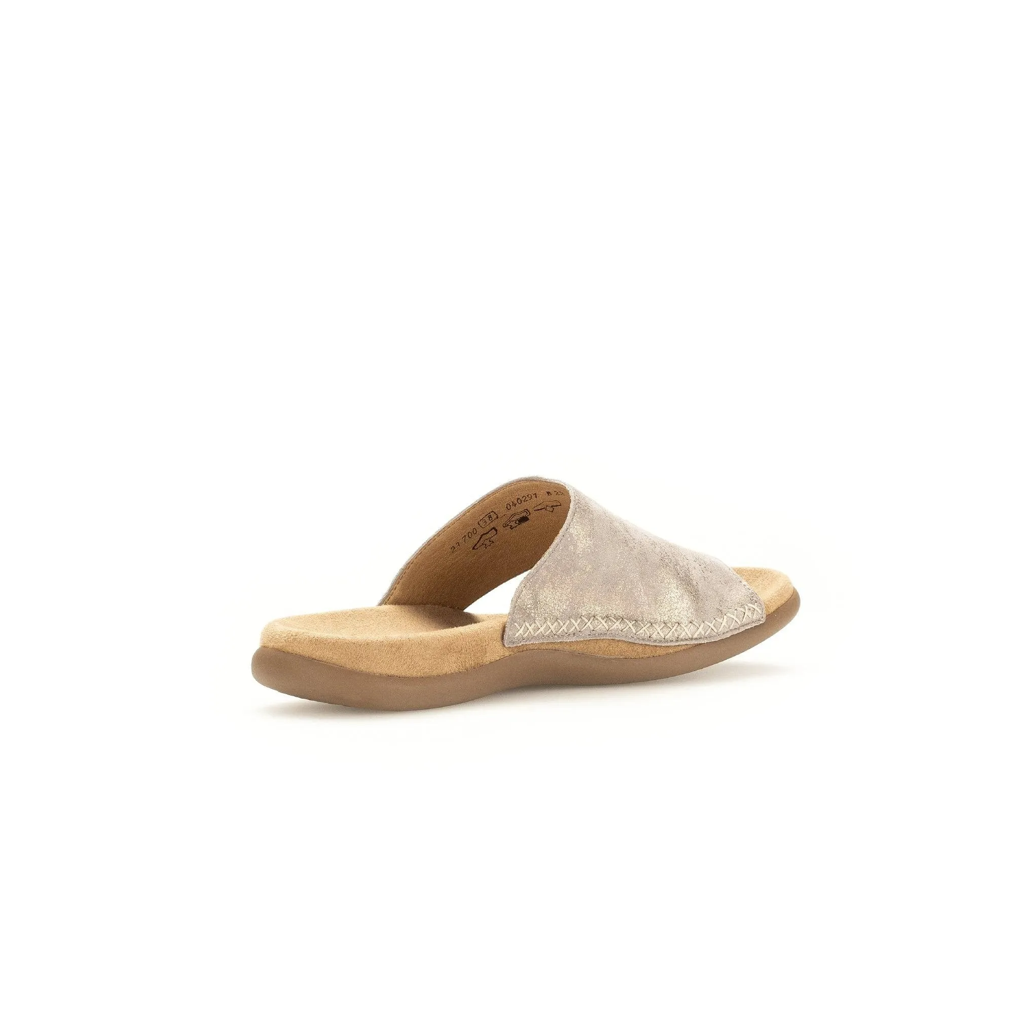 Gabor 43.700.62 Lanzarote Ladies Gold Crash Metallic Leather Slip On Sandals